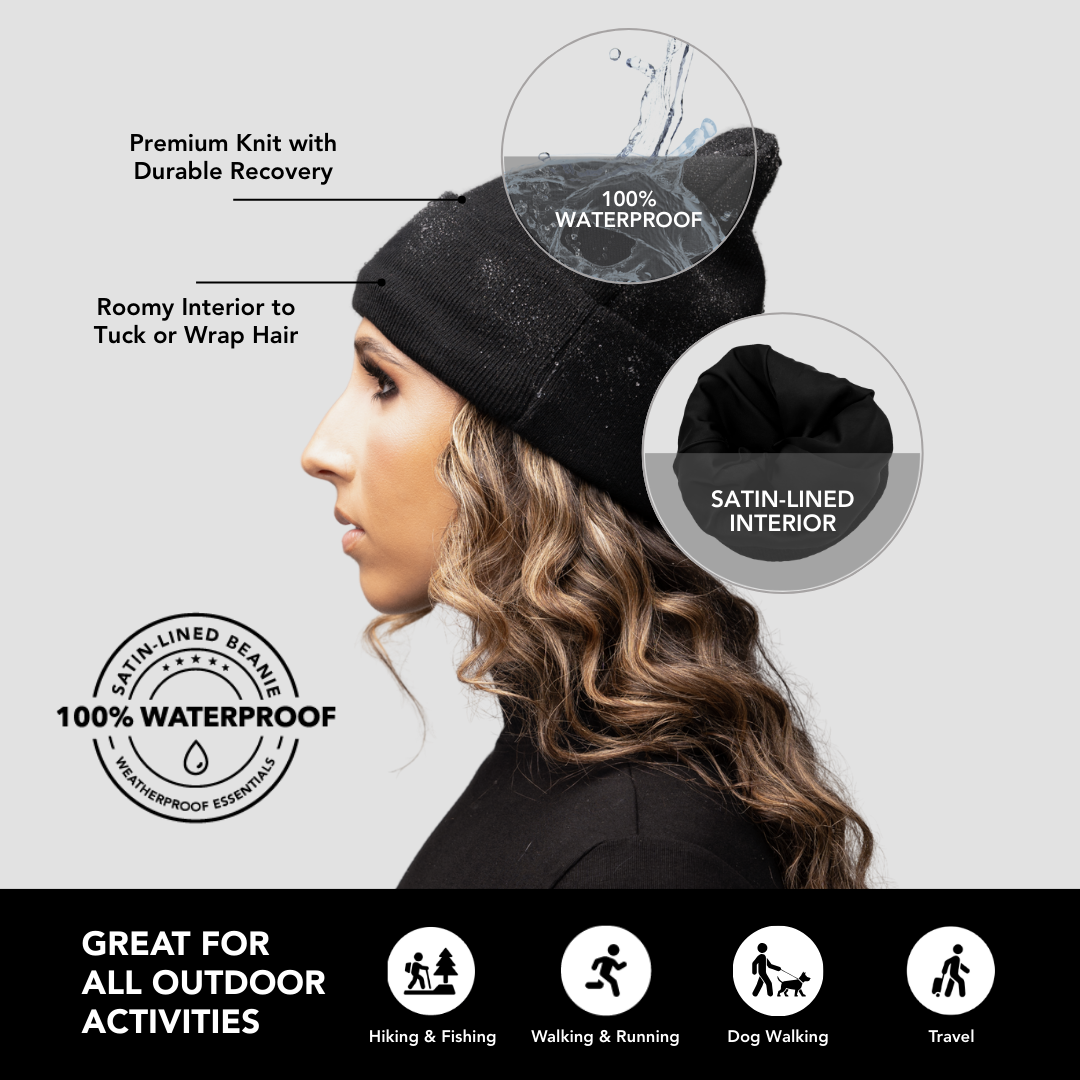 Satin-Lined, Waterproof, Cuffed Beanie