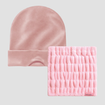 Hairbrella Blush Spa Set – Spa Headband & Satin Nap Cap