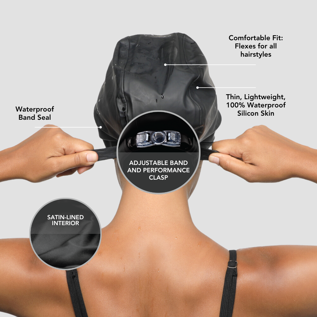 Hairbrella Satin-Lined Waterproof, Adjustable Swim Cap